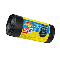 Мешки для мусора 240 л, черные, в рулоне 10 шт., ПНД 40 мкм, 1250х1000 мм, Крепак, 4607075710153 в Мурманске