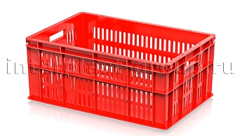 Ящик для молока, мяса, овощей и фруктов большая перфорация дно сплошное красный в Мурманске