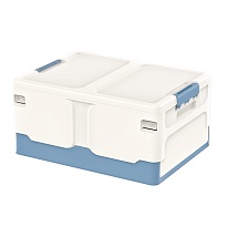 Ящик пластиковый складной белый, дно синее, 480х360х240 мм в Мурманске Ящик пластиковый складной белый, дно синее, 480х360х240 мм в Мурманске