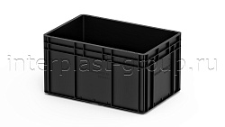 Евроконтейнер закрытые ручки/усиленное дно 600х400х320 черный
