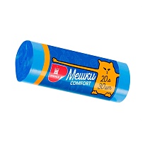 Мешки для мусора 20 л, синие, в рулоне 30 шт., ПНД, 8 мкм, 500х400 мм, Comfort, М0017 (МН 20-30с) в Мурманске