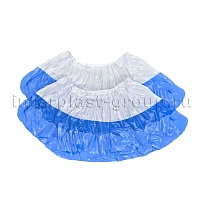 Бахилы бело-синие 1000 шт (500 пар), 48 мкм, двойная подошва, с одной резинкой, Эконом+ в Мурманске