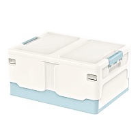 Ящик пластиковый складной белый, дно голубое, 480х360х240 мм в Мурманске Ящик пластиковый складной белый, дно голубое, 480х360х240 мм в Мурманске