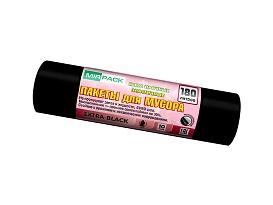 Мешки для мусора 180 л, ароматизированные, черные, в рулоне 10 шт., ПВД, 50 мкм, 1100х930 мм, EXTRA black, 18008301 в Мурманске