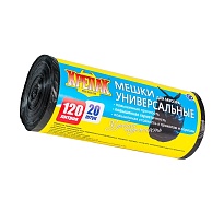 Мешки для мусора 120 л, черные, в рулоне 20 шт., ПНД, 15 мкм, 1100х700 мм, Крепак, 4607075710207 в Мурманске