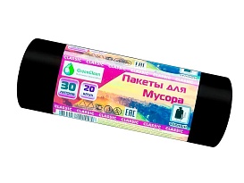 Мешки для мусора 30 л, черные, в рулоне 20 шт., ПНД, 7 мкм, 600х500 мм, MIRPACK Classik, 302040 в Мурманске