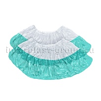 Бахилы бело-бирюзовые 1000 шт (500 пар), 48 мкм, двойная подошва, с одной резинкой, Эконом+ в Мурманске