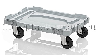 Тележка пластиковая сплошная без тормозов усиленная серая в Мурманске Тележка пластиковая сплошная без тормозов усиленная серая в Мурманске