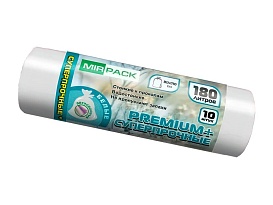 Мешки для мусора 180 л, ароматизированные, белые, в рулоне 10 шт., ПВД, 35 мкм, 1100х930 мм, PREMIUM+, 180105302 в Мурманске