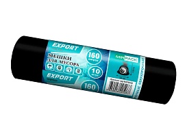 Мешки для мусора 160 л, ароматизированные, черные, в рулоне 10 шт., ПВД, 80 мкм, 1100х930 мм, EXPORT, exp16010142 в Мурманске