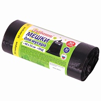Мешки для мусора 30 л, черные, в рулоне 30 шт., ПНД, 7 мкм, 550х480 мм, Любаша, 608089 в Мурманске