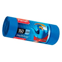 Мешки для мусора 160 л, с ушками, синие, в рулоне 10 шт., ПВД, 30 мкм, 1250х900 мм, PACLAN Multitop, 604064 в Мурманске