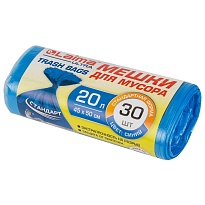 Мешки для мусора 20 л, синие, в рулоне 30 шт., ПНД, 8 мкм, 500х450 мм, LAIMA, 607682 в Мурманске Мешки для мусора 20 л, синие, в рулоне 30 шт., ПНД, 8 мкм, 500х450 мм, LAIMA, 607682 в Мурманске