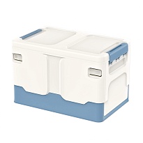 Ящик пластиковый складной белый, дно синее, 370х240х240 мм в Мурманске Ящик пластиковый складной белый, дно синее, 370х240х240 мм в Мурманске