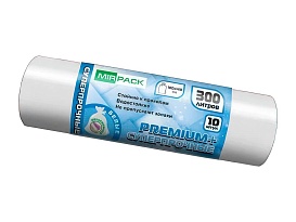 Мешки для мусора 300 л, белые, в рулоне 10 шт., ПВД 70 мкм, 1400х1000 мм, PREMIUM+, 300101602 в Мурманске