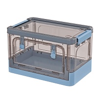 Ящик пластиковый складной прозрачный коричневый, дно синее, 360х235х230 мм, с колесиками в Мурманске