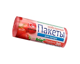 Мешки для мусора 30 л, ароматизированные, Клубника, красные, в рулоне 20 шт., ПНД, 9 мкм, 560х530 мм, GRIFON Aroma, 101-020 K в Мурманске