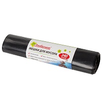 Мешки для мусора 240 л, черные, в рулоне 5 шт., ПВД 30 мкм, 1300х900 мм, Любаша, 605338 в Мурманске